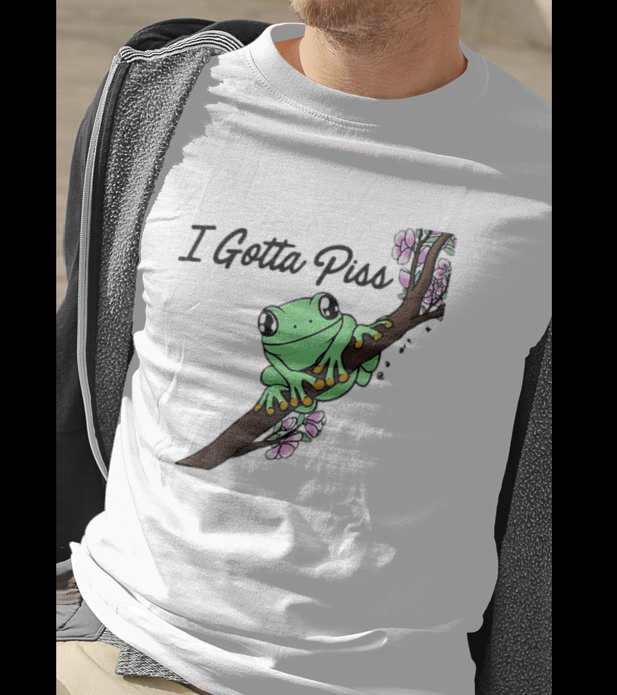I Gotta Piss Frog On Branch With Flowers T-Shirt