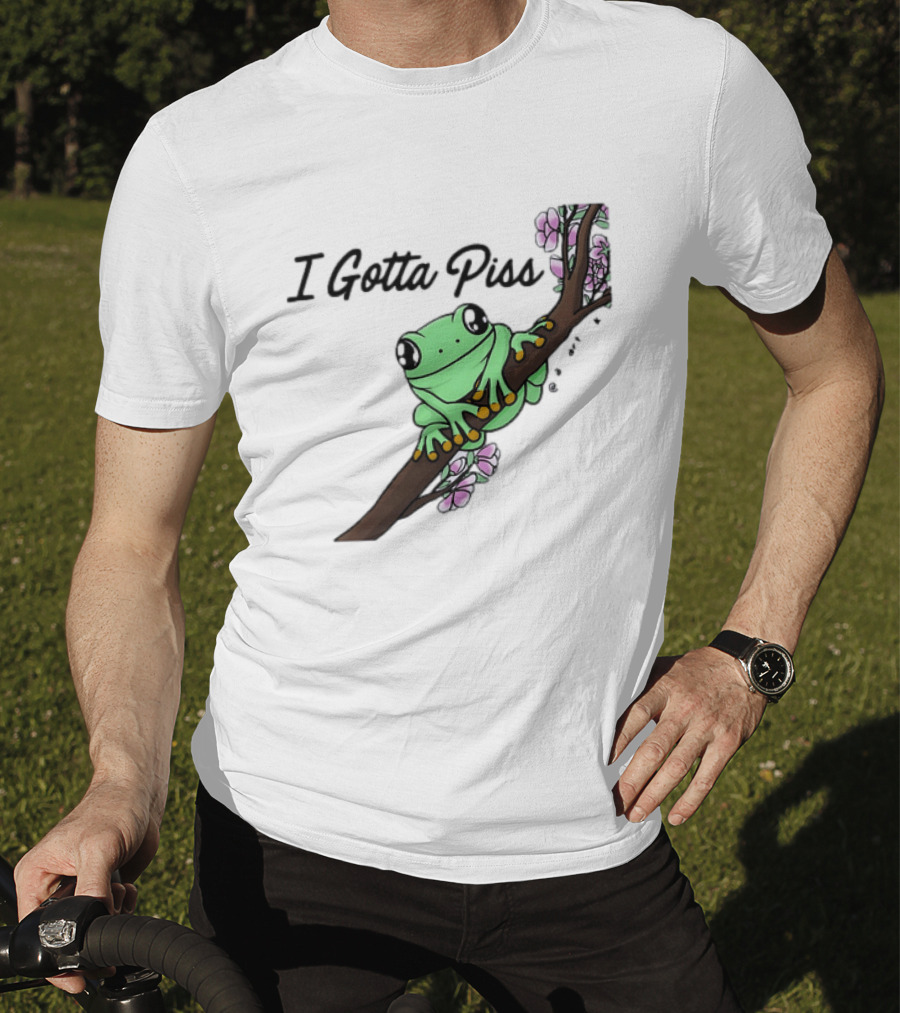 I Gotta Piss Frog On Branch With Flowers T-Shirt