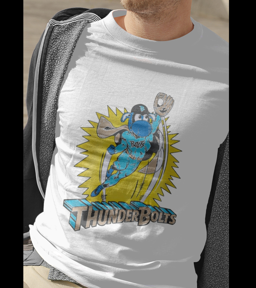 ThunderBolts Superhero Mascot Baseball Catcher T-Shirt