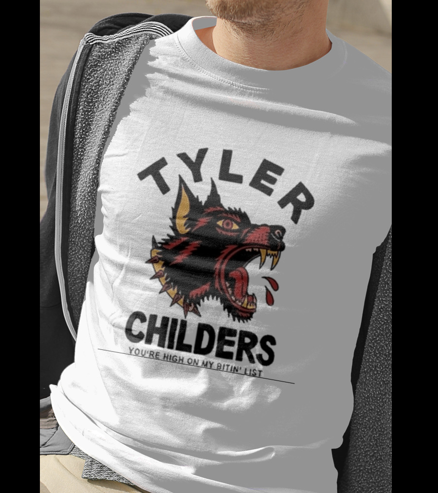 Tyler Childers You're High On My Bitin' List Wolf Head Spike Collar T-Shirt