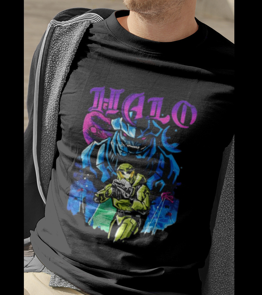 Halo Master Chief Arbiter Video Game Battle Scene T-Shirt
