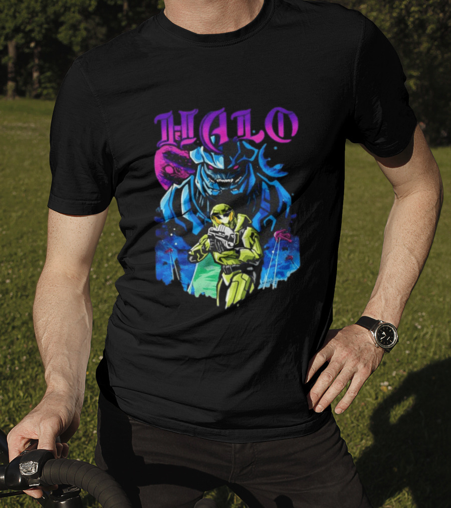 Halo Master Chief Arbiter Video Game Battle Scene T-Shirt