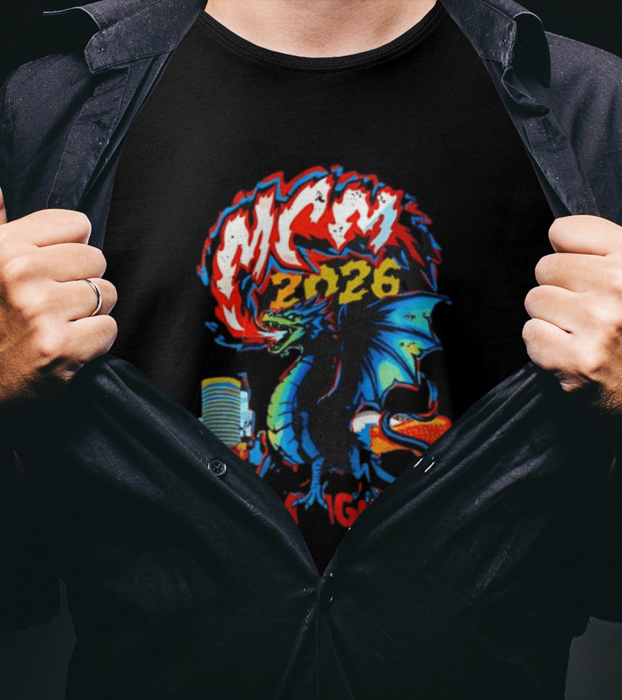 MCM 2026 Birmingham Dragon Fire Skyline Bull Event Souvenir T-Shirt