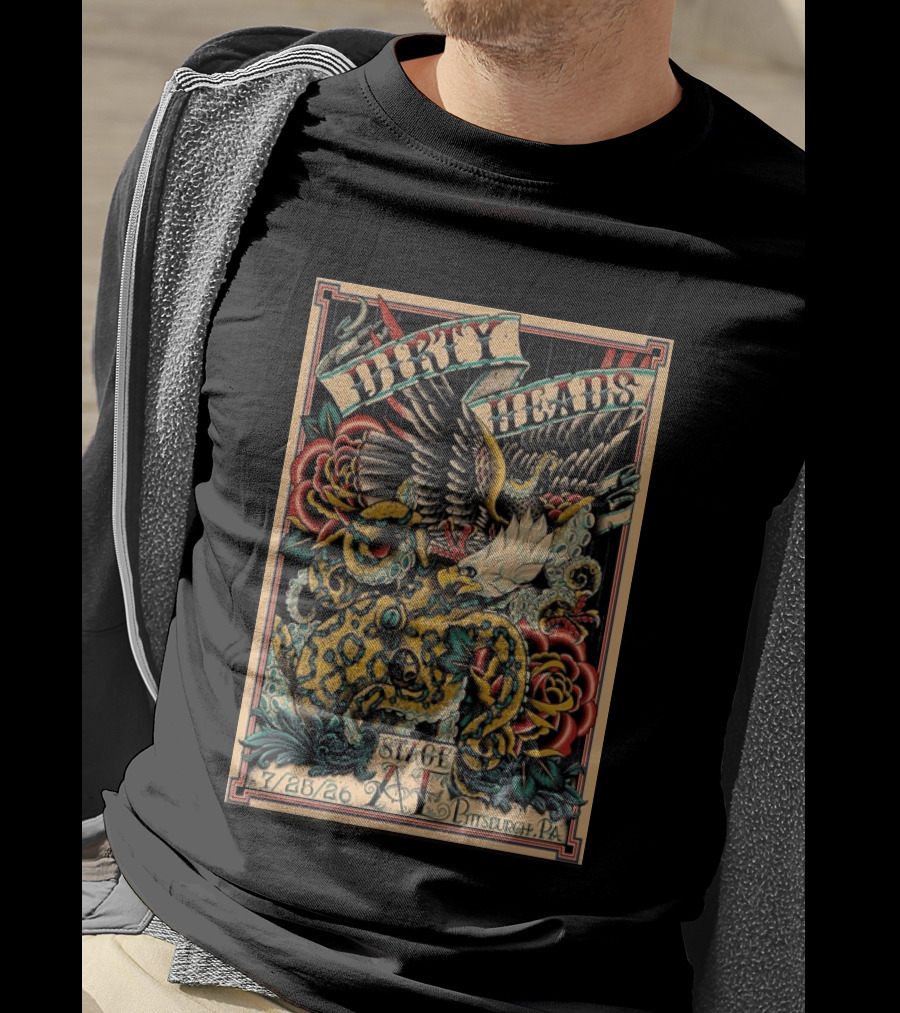 Dirty Heads Stage AE Pittsburgh July 25 2026 Concert Octopus Roses Eagle T-Shirt