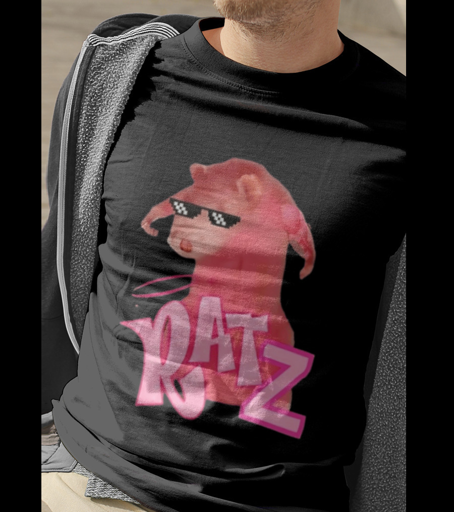 RATZ Muscular Pink Toned Rat Pixel Thug Life Sunglasses Bratz Doll T-Shirt