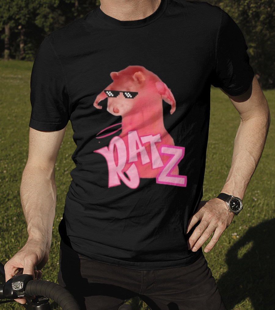 RATZ Muscular Pink Toned Rat Pixel Thug Life Sunglasses Bratz Doll T-Shirt