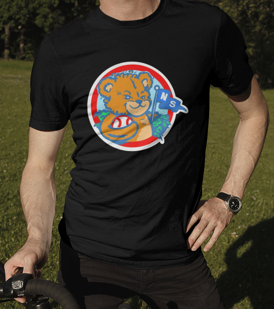 Teddy Bear Holding Baseball NS Pennant Circle T-Shirt