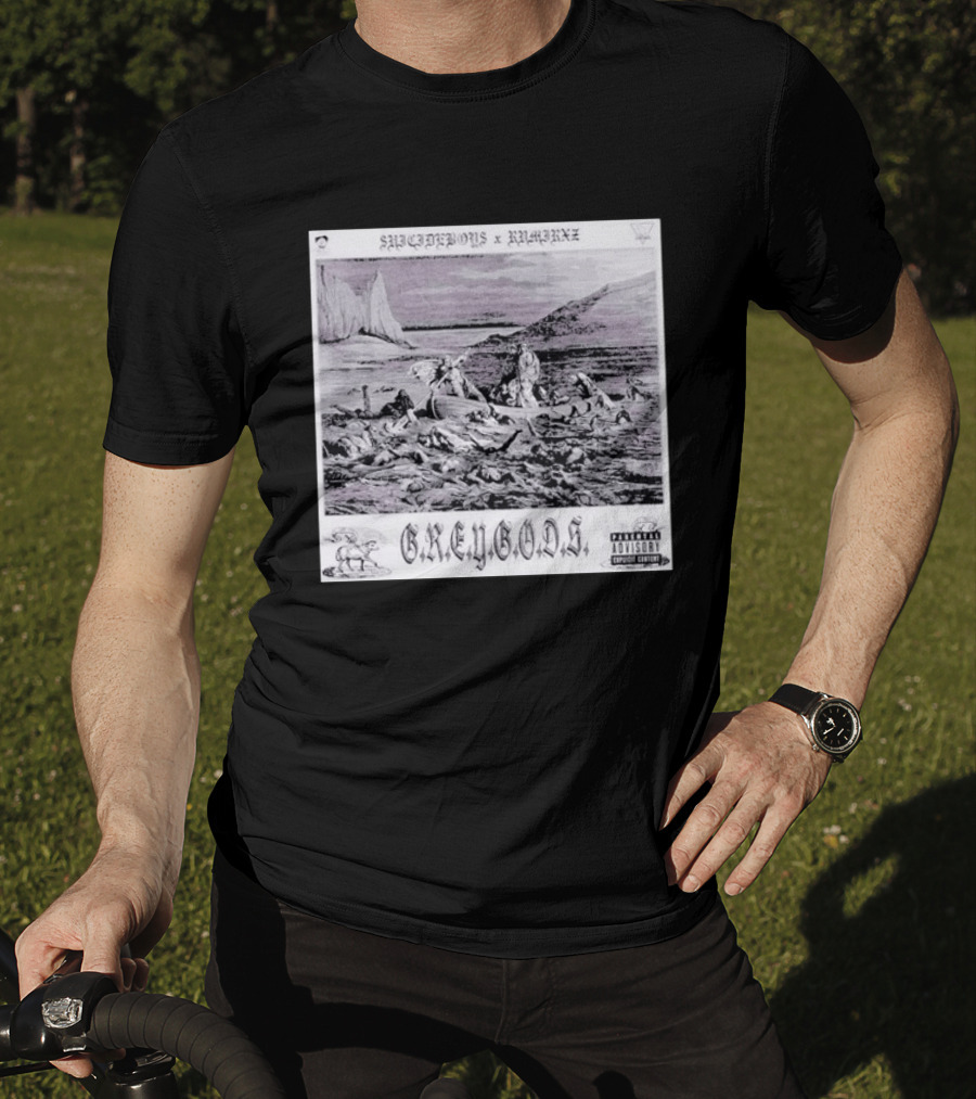 SUPREMEBOYZ X RAMIREZ G.R.E.Y G.O.D.S Album Cover Art PARENTAL ADVISORY Explicit Content T-Shirt