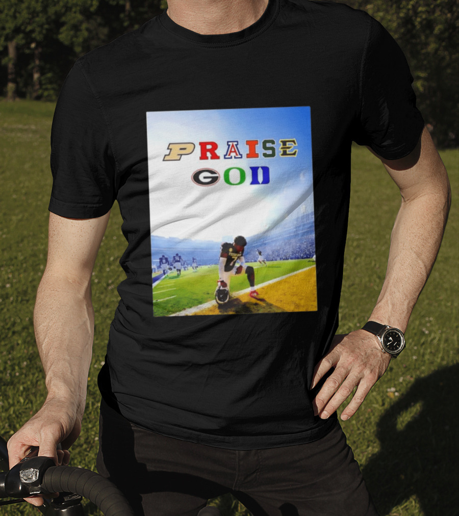 Texas AM Football Player No 7 Praise God Stadium Scene T-Shirt