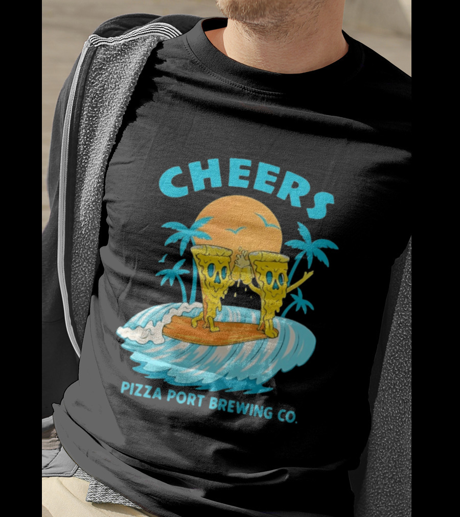 Pizza Port Brewing Co Cheers Surfing Pizza Wave T-Shirt