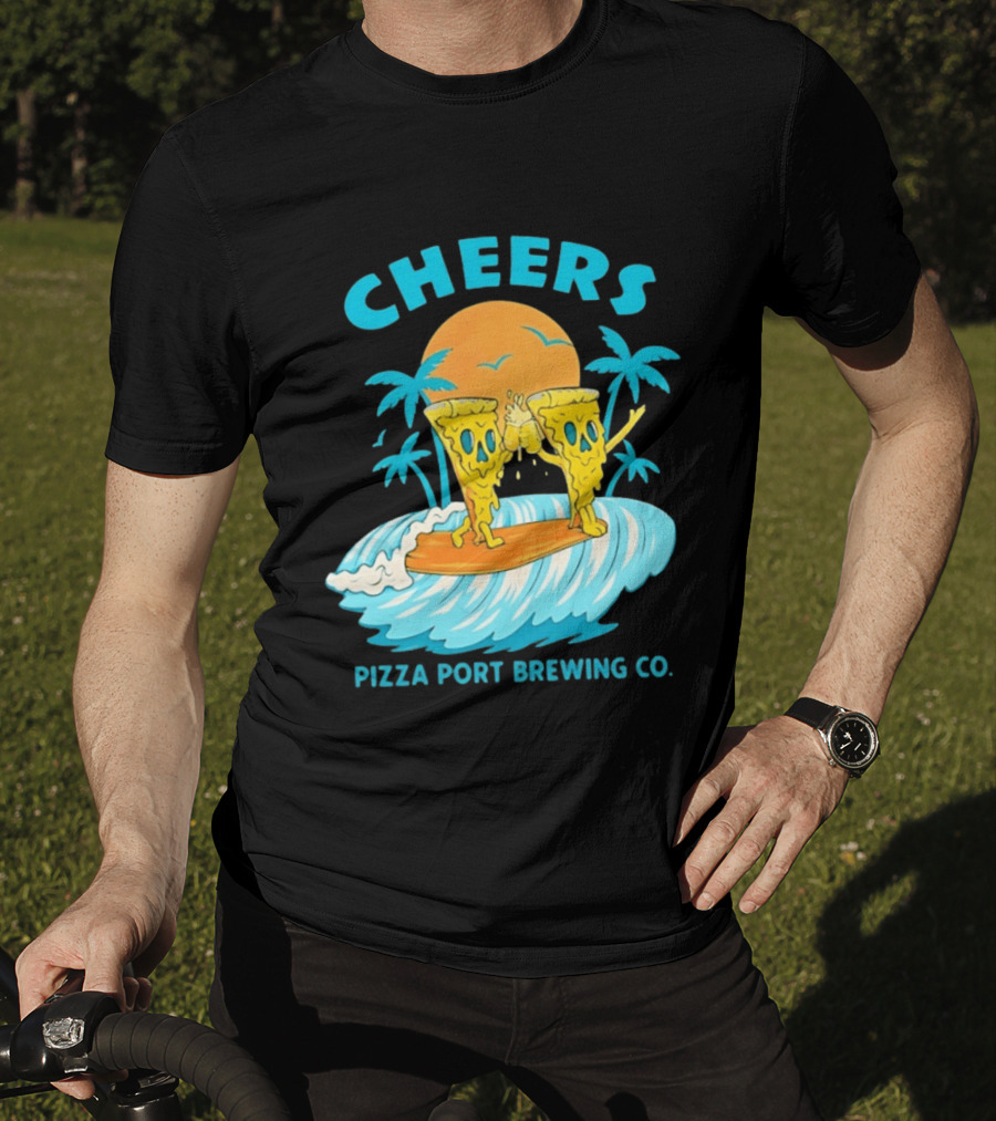 Pizza Port Brewing Co Cheers Surfing Pizza Wave T-Shirt