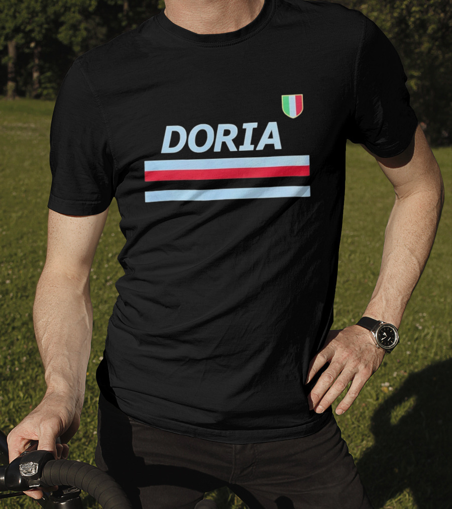 Doria Sampdoria Italian Football Blue Red Stripe Shield T-Shirt