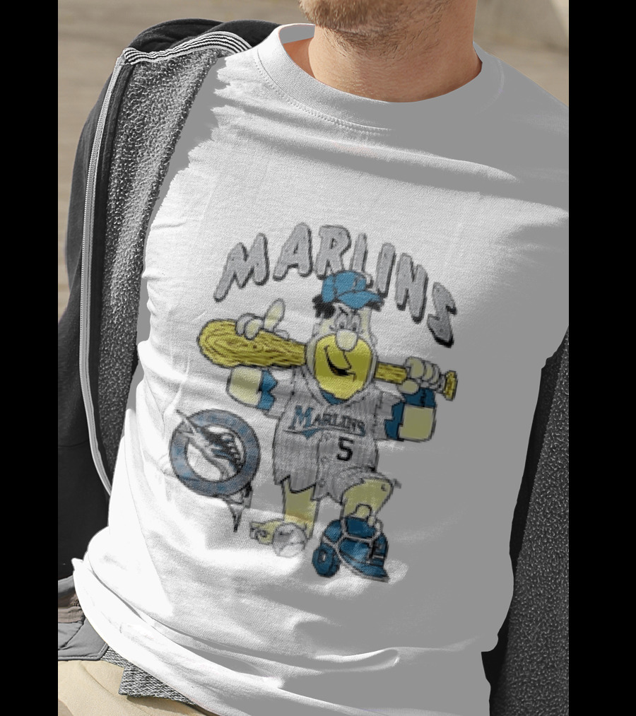 Barney Rubble Miami Marlins MLB Florida The Flintstones Baseball 5 T-Shirt
