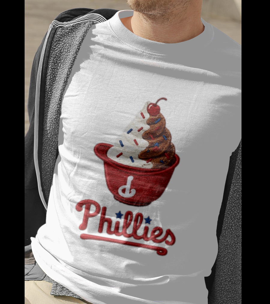 Philadelphia Phillies Ice Cream Sundae Embroidery Phillies T-Shirt