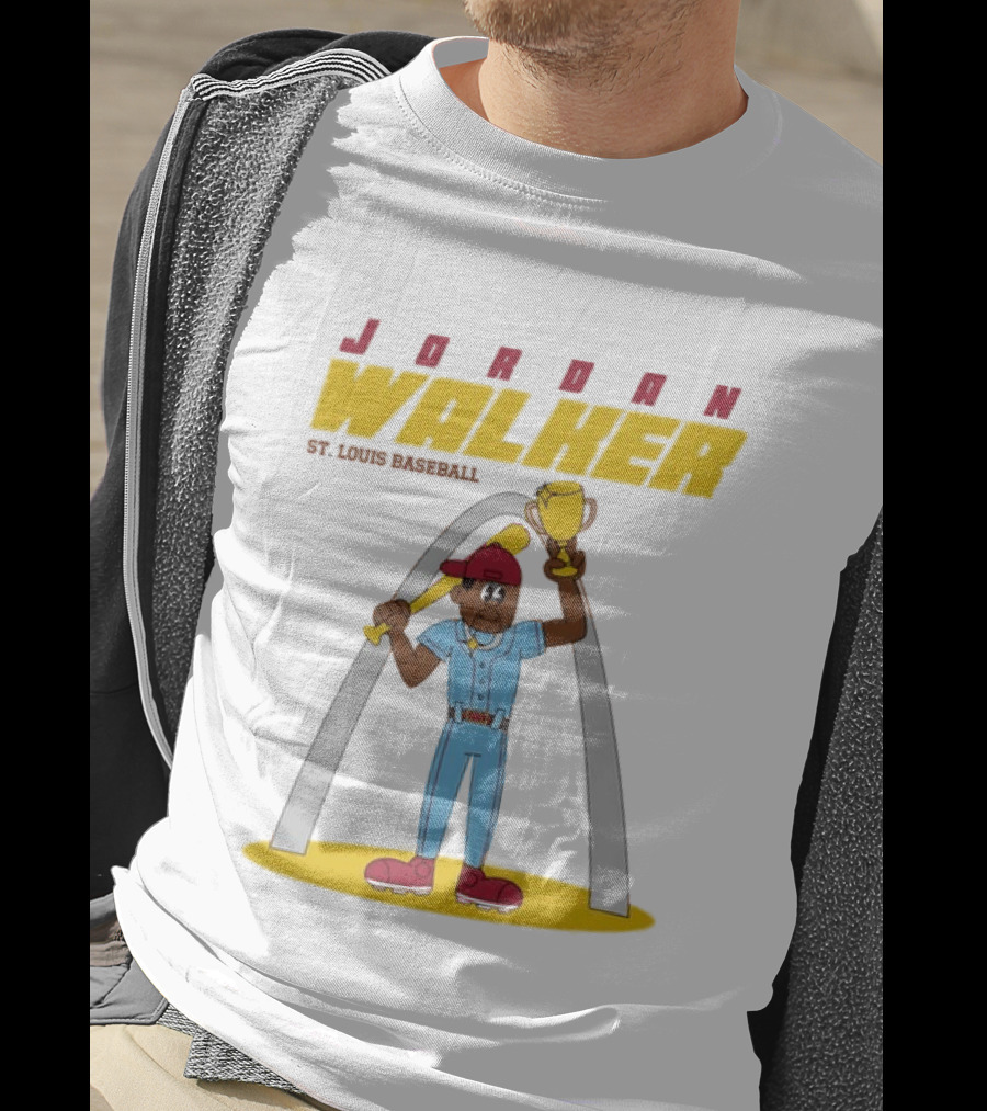 Jordan Walker St. Louis Cardinals MLB Cartoon Character With Trophy And Bat T-Shirt