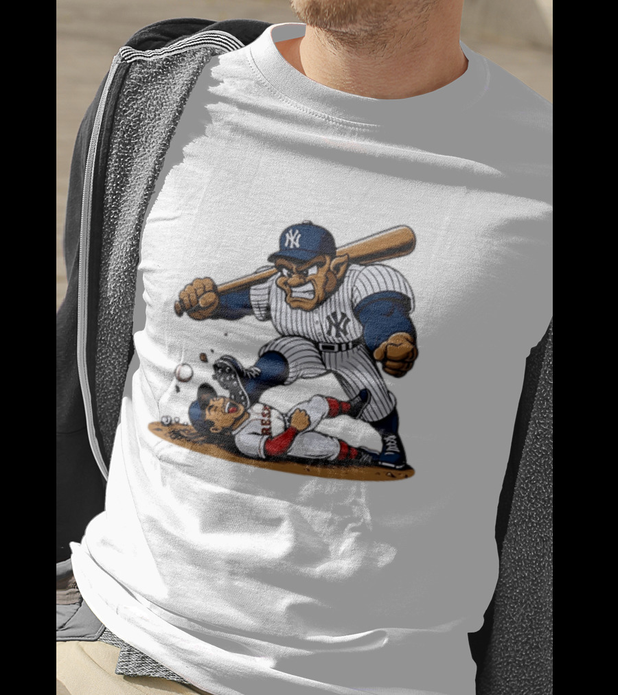 Yankees Vs Red Sox Cartoon Rivalry Yankees Player Dominance Over Red Sox Player T-Shirt