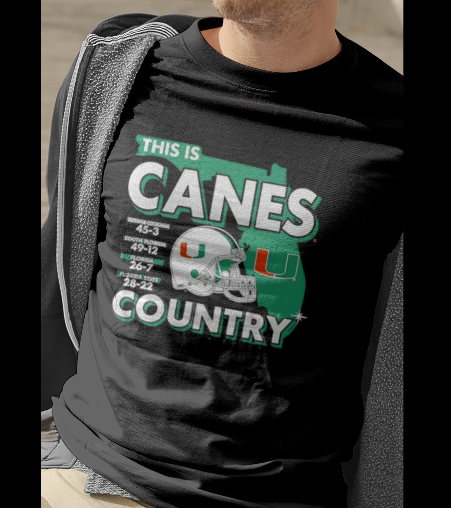 This Is Canes Country Miami Hurricanes Florida Map University Of Miami Football Helmet T-Shirt