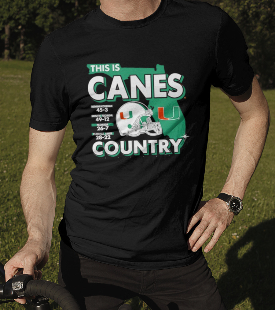 This Is Canes Country Miami Hurricanes Florida Map University Of Miami Football Helmet T-Shirt