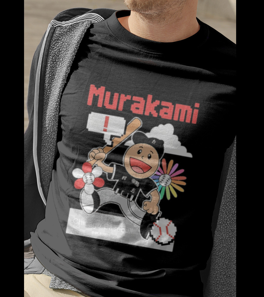 Murakami Chicago Baseball Munetaka Flower Baseball Cartoon T-Shirt