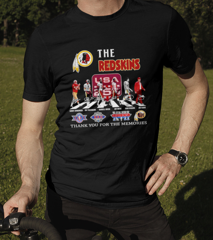 The Washington Redskins Legends Theismann Gibbs Jurgensen Green Monk Riggins Thank You For The Memories USA Redskins Super Bowl XVII XXII XXVI T-Shirt