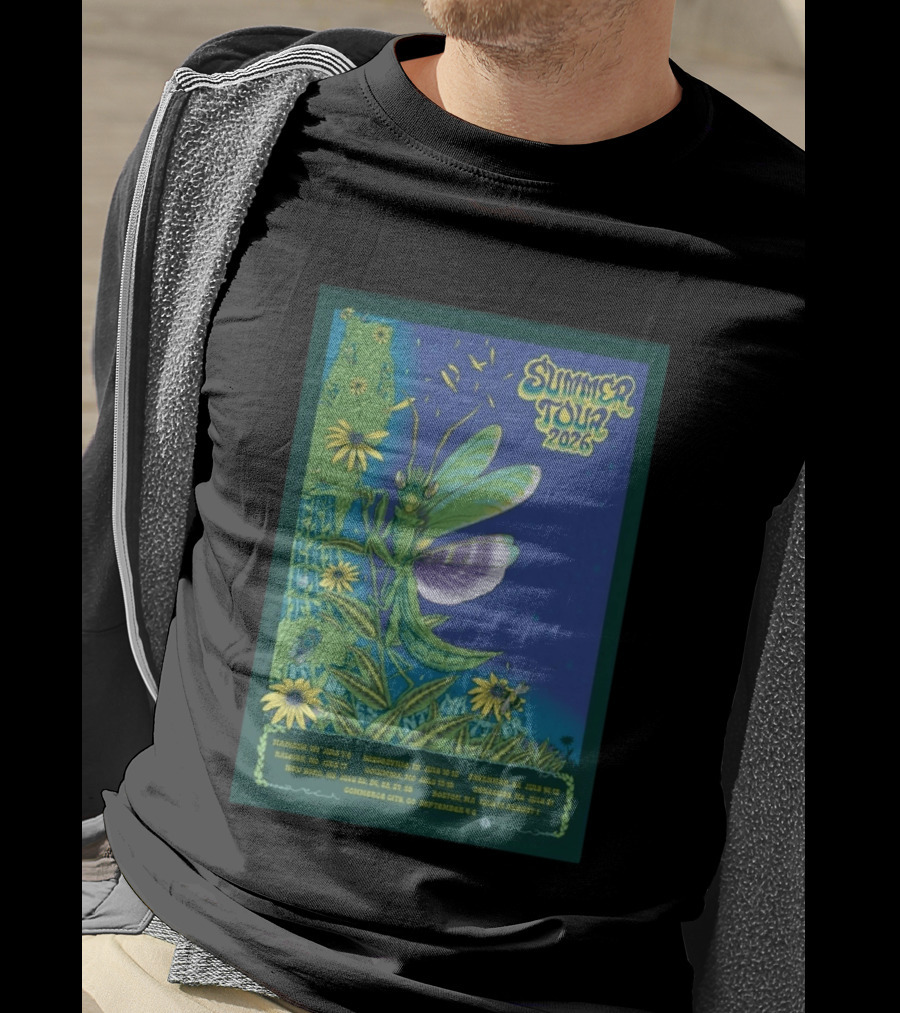 Phish Summer Tour 2026 Madison To Commerce City Dates Floral Grasshopper T-Shirt