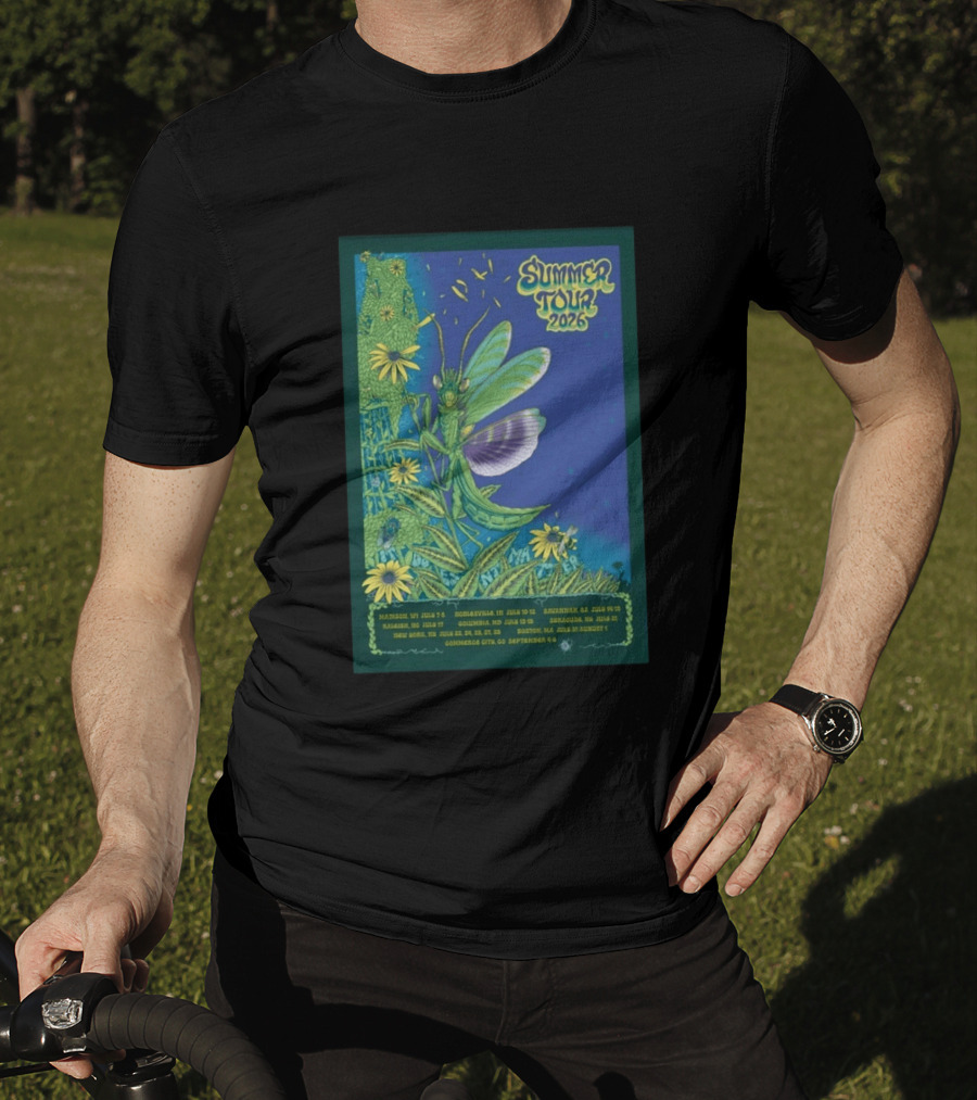 Phish Summer Tour 2026 Madison To Commerce City Dates Floral Grasshopper T-Shirt