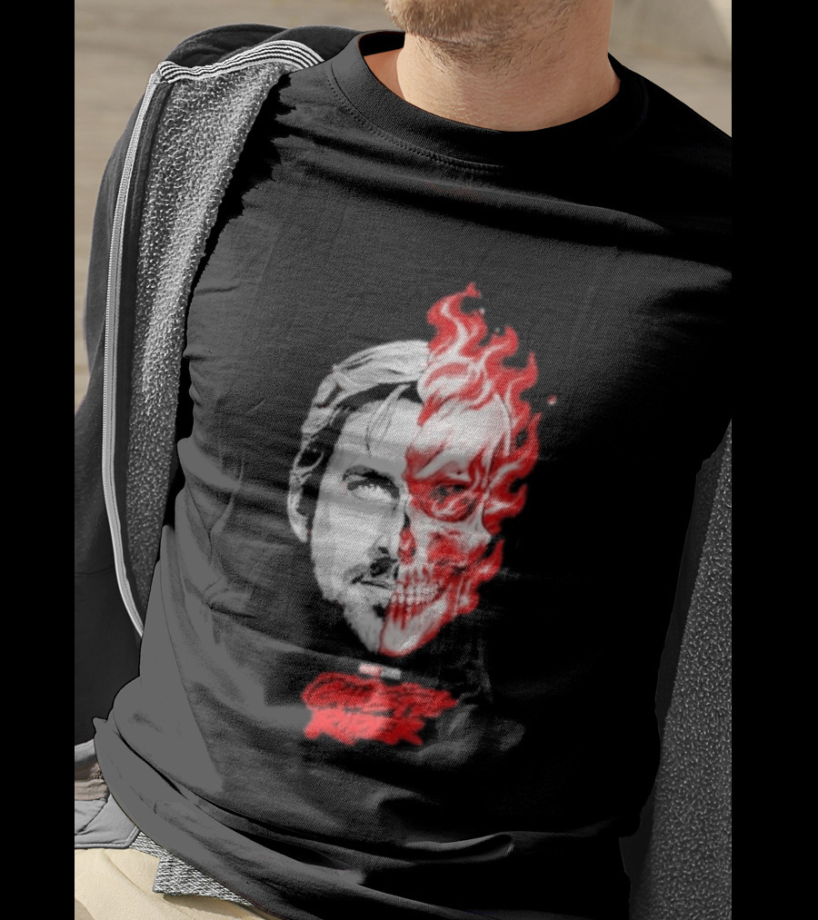 Ryan Gosling Ghost Rider 2028 Split Face Fiery Skull T-Shirt