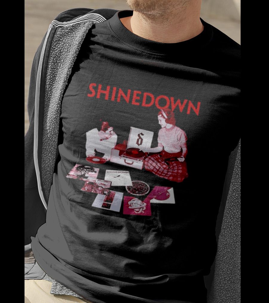 Shinedown Vinyl Record Collage Retro Music Band T-Shirt
