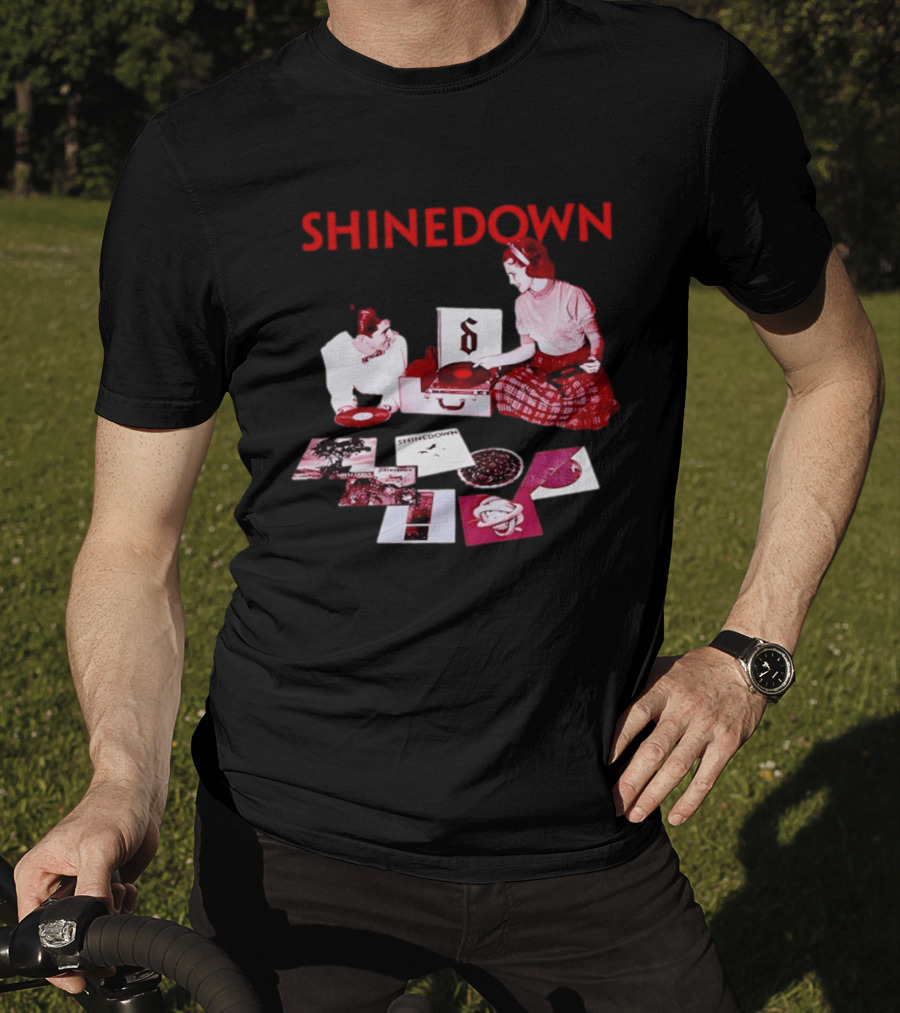 Shinedown Vinyl Record Collage Retro Music Band T-Shirt