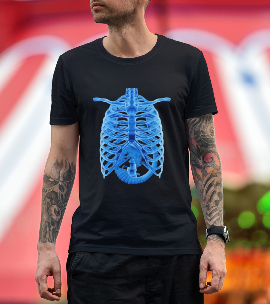 Alien Chestburster X Ray Rib Cage Black T-Shirt