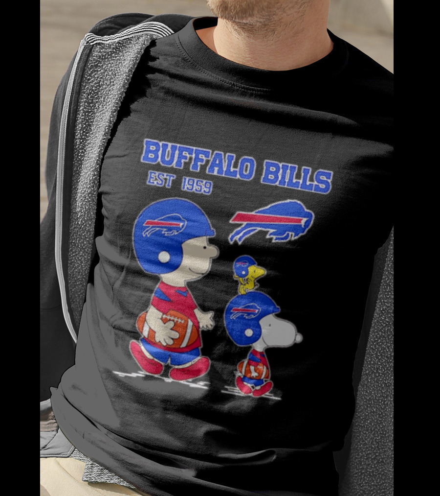 Buffalo Bills Est 1959 Charlie Brown Snoopy Peanuts Football Helmet T-Shirt