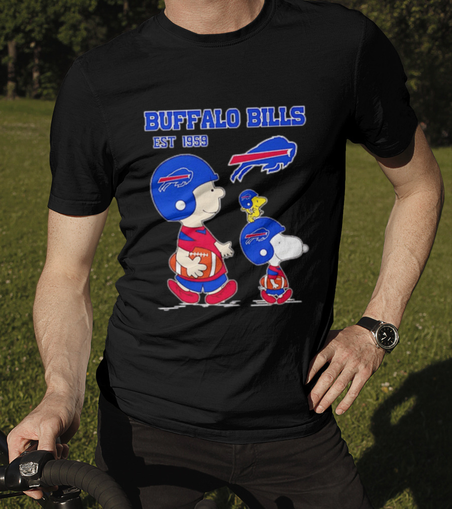 Buffalo Bills Est 1959 Charlie Brown Snoopy Peanuts Football Helmet T-Shirt