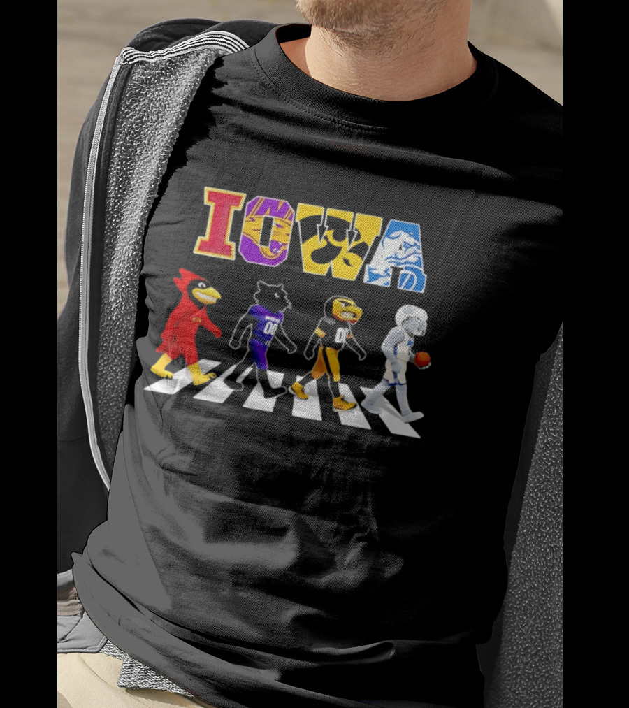 Iowa Mascots Abbey Road Walk Cardinals Panthers Bulldogs T-Shirt