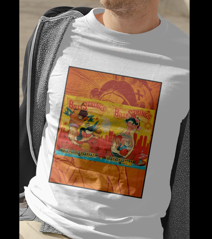 Billy Strings Greatest Show Of All Time Boxing Panels Playful Cartoon T-Shirt