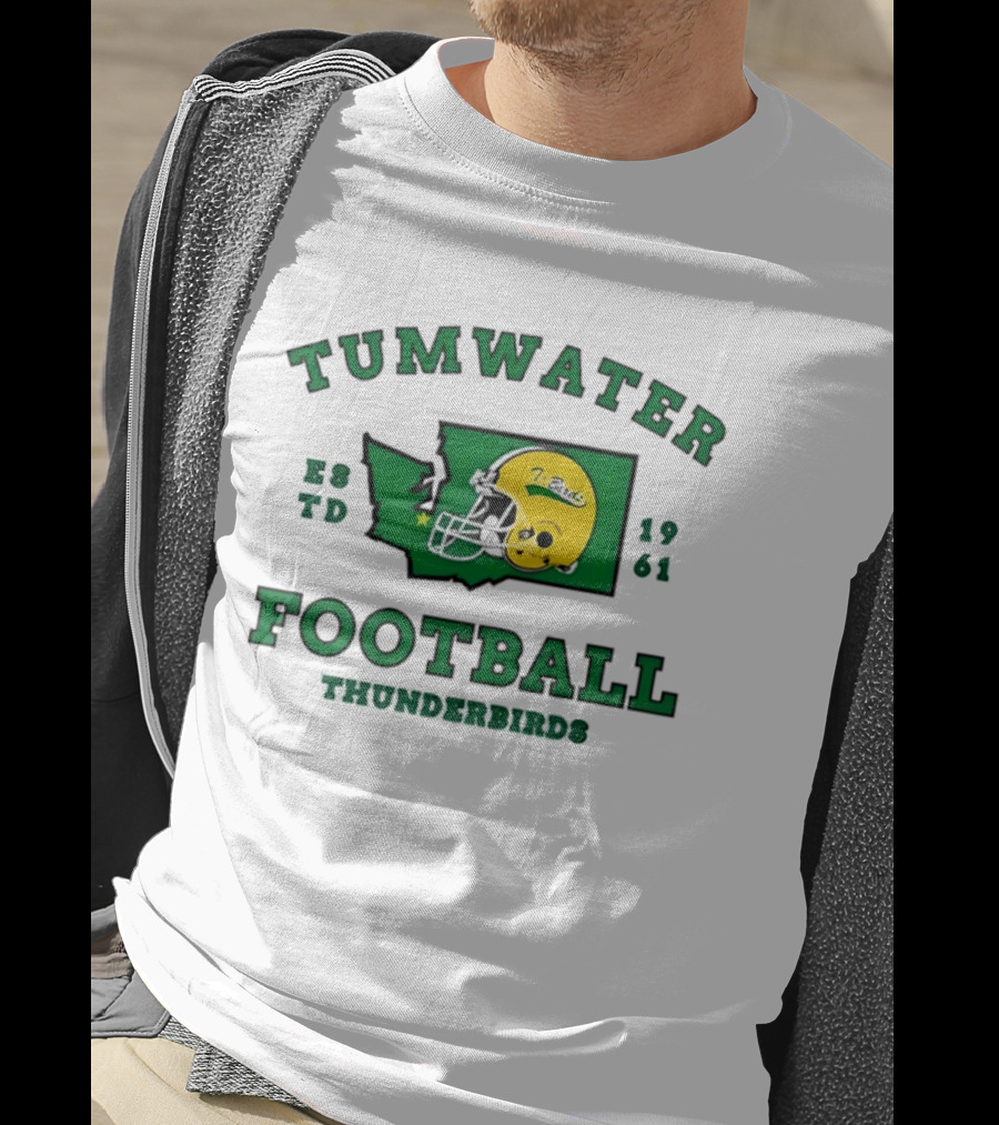 Tumwater Football Thunderbirds 1961 Estd Helmet And Washington State T-Shirt