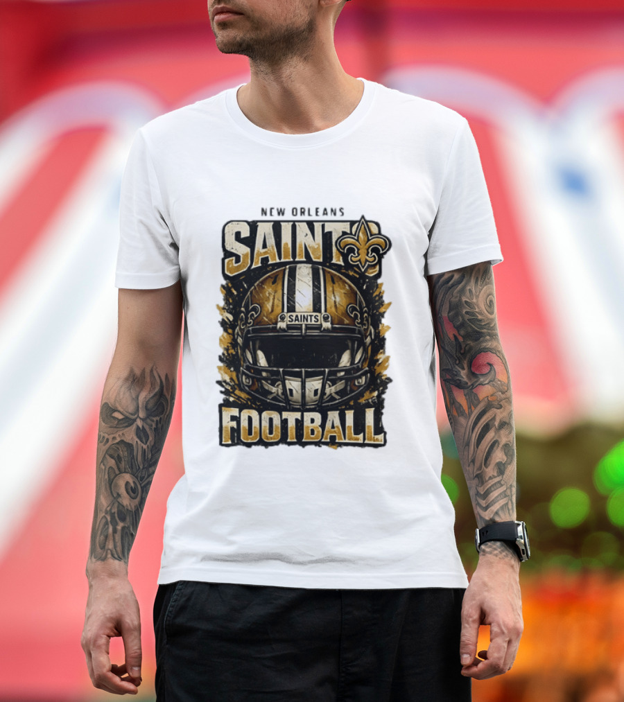 New Orleans Saints Football Helmet Distressed Fleur De Lis T-Shirt