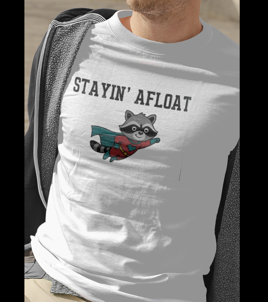 Stayin' Afloat Superhero Raccoon Flying Heroic Animal T-Shirt