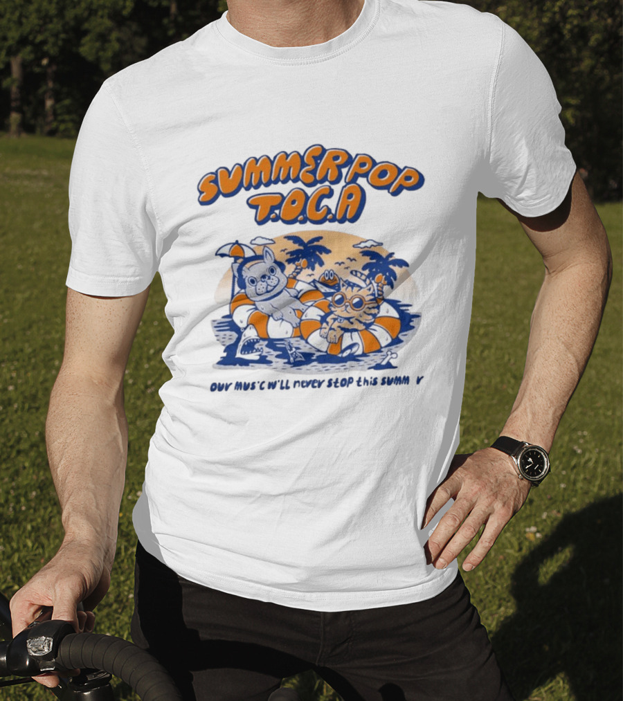 Summer Pop TOCA French Bulldog And Cat Endless Summer Music Vibes T-Shirt