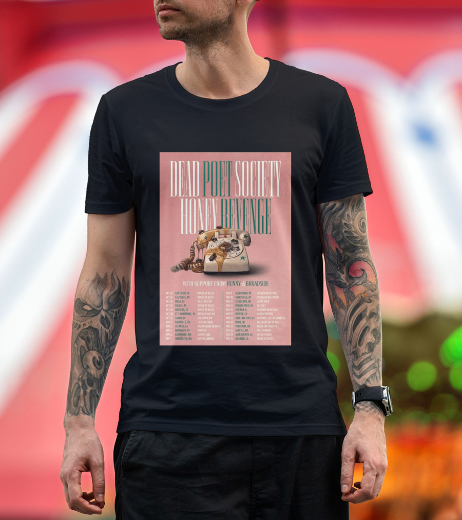 Dead Poet Society Honey Revenge 2026 USA Tour With Hunny And Broadside T-Shirt