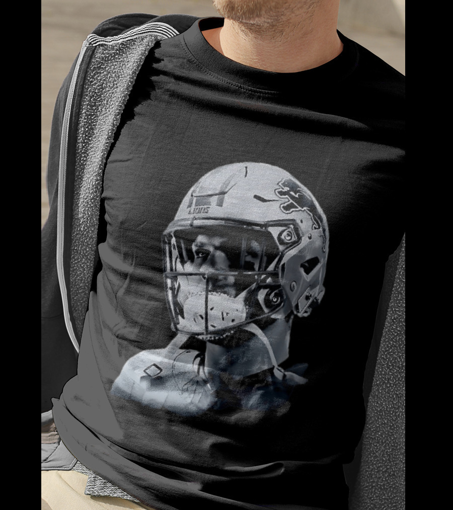 Detroit Lions Aidan Hutchinson Charcoal House Helmet Artistry T-Shirt