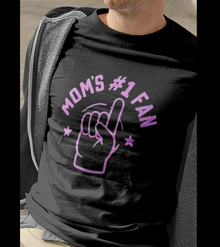 Mom's #1 Fan Hand Gesture Pink T-Shirt