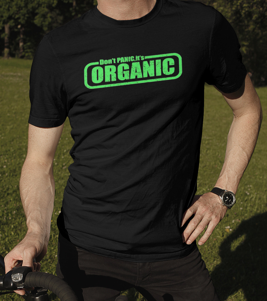 Don't Panic It's Organic Retro Green Distressed T-Shirt