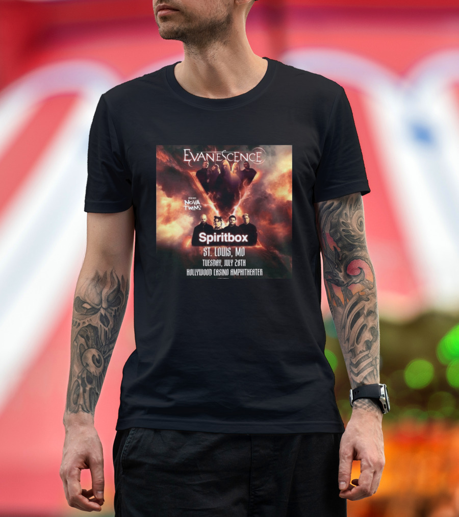 Evanescence Nova Twins Spiritbox Concert St. Louis MO July 28 Hollywood Casino Amphitheater T-Shirt