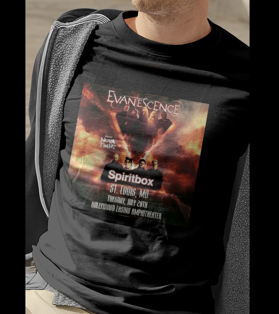 Evanescence Nova Twins Spiritbox Concert St. Louis MO July 28 Hollywood Casino Amphitheater T-Shirt