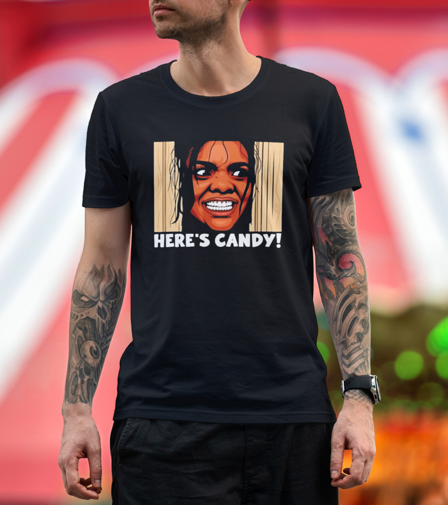 Here's Candy Horror Movie Halloween Face Breaking Through Wood T-Shirt