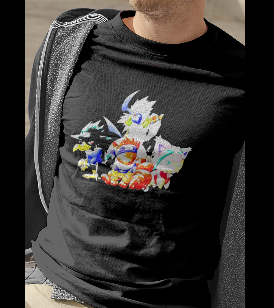 Chibi Pokemon Naruto Crossover With Animal Characters T-Shirt