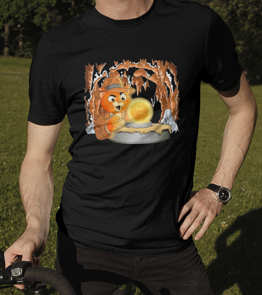Raiders Of The Lost Yarn Cat Indiana Jones Golden Ball Relic Adventure T-Shirt