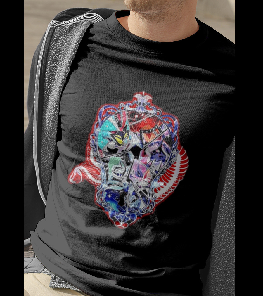 Vees Vox Valentino Velvet Overlord Hazbin Hotel Characters Stained Glass T-Shirt
