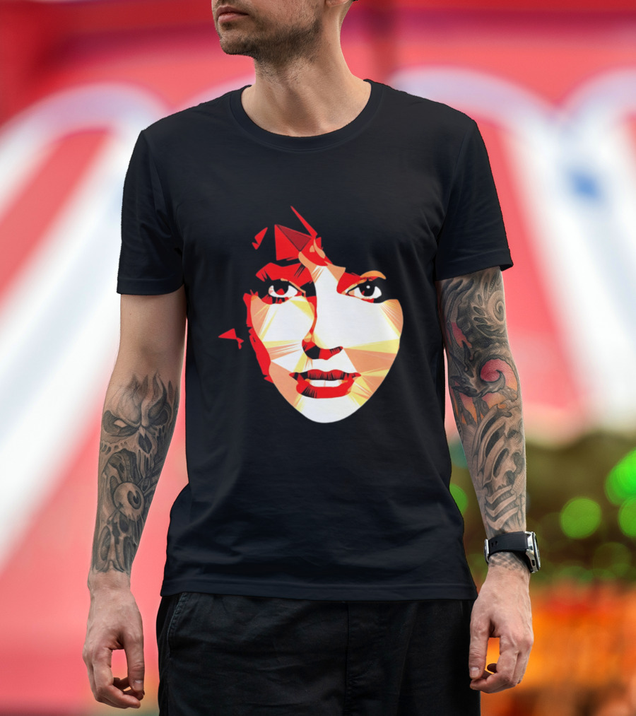 Kate Bush Geometric Pop Singer Red Orange Faceted T-Shirt