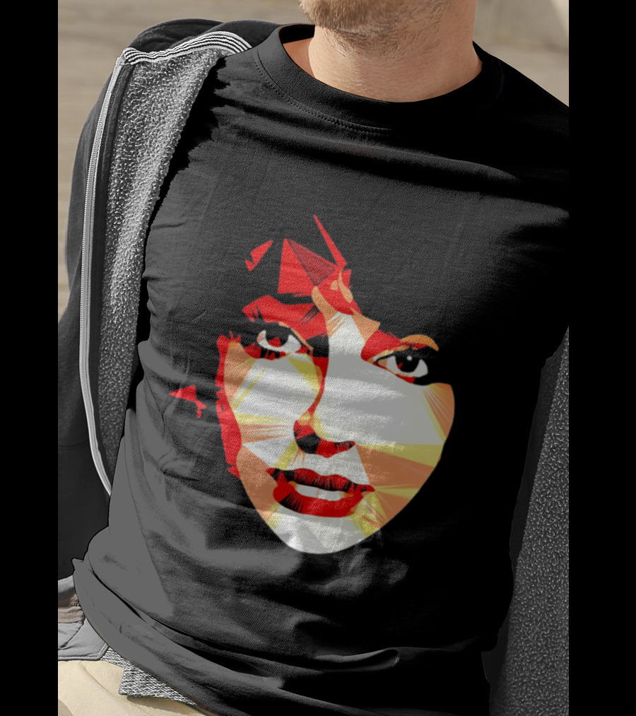 Kate Bush Geometric Pop Singer Red Orange Faceted T-Shirt